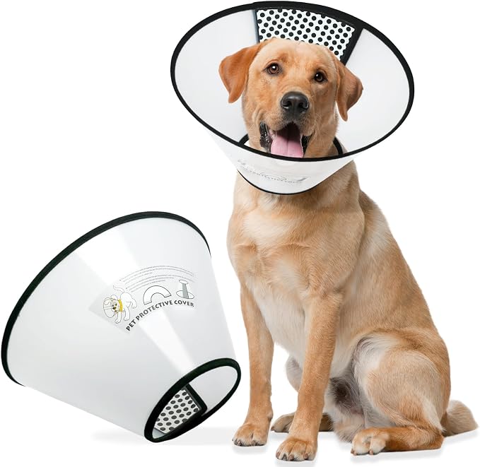 Dog Cone Collar for Surgery Recovery, Adjustable Soft Elizabethan Collar, Anti-Lick Protective Neck E-Collar for Dogs M