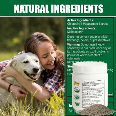 Chlorophyll for Dogs - Stop Stinky Breath, Natural Breath Freshener, Oxy-Fresh Water Additive & Drops Powder Formula (100g)