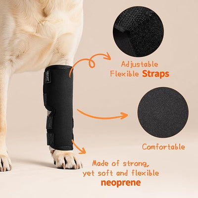 Petanims 2 Packs Dog Front Leg Brace for Remission Hyperextension - Wrist Support for Sprain, Arthritis & Injury Recovery - Adjustable Non-Slip Dog Leg Wrap, Fits Left or Right, Medium
