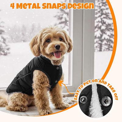 SlowTon Dog Coat - Warm Dog Winter Coat Waterproof, Reflective Winter Jacket with Pocket, Puppy Fleece Vest Pet Apparel Cold Weather Clothes for Small Medium Large Dogs Boy Girl (Black, XS)