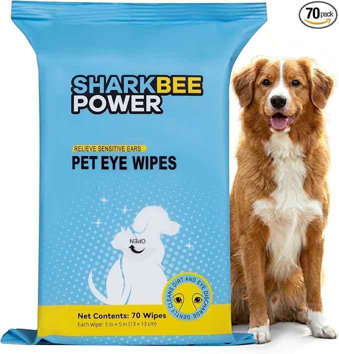 Bamboo Pet Eye Wipes for Dogs & Cats, Remove Tear Stains & Discharge, Daily Eye Cleaning for Clear & Bright Eyes (70)