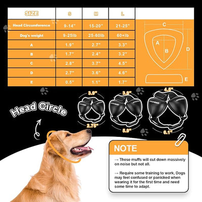 PROHEAR Ungrade GEL Pads Dog Ear Muffs, Dog Hearing Protection for Firework, NRR 28dB for Thunder, Hunting, Tourism,Small - Black