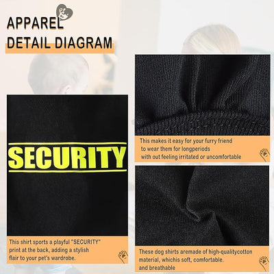 Discover Cozy Cotton Canine Wear: Soft, Lightweight, and Breathable Dog Shirt Vest with Eye-Catching Graphics(Security), Keeping Your Furry Friend Warm and Comfy! Grey S