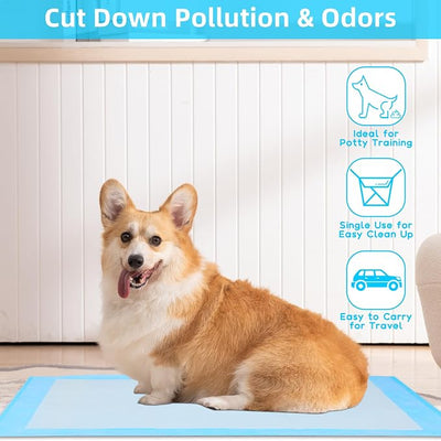 50-Count 28’’X34’’ Super Absorbent Waterproof Dog and Puppy Pet Training Pad, Disposable Underpads Housebreaking Pet Pad, Blue