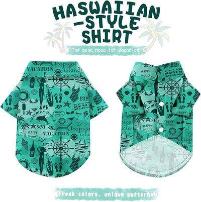 Hawaiian Dog Shirt – Lightweight and Breathable Summer T-Shirt with Tropical Prints, Fun Beach Outfit for Small, Medium, and Large Dogs, Perfect for Hot Days and Outdoor Vacation.Beach L