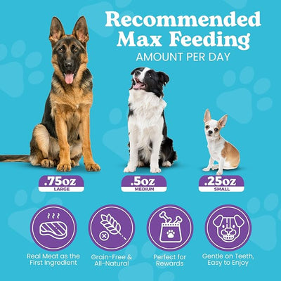 Classic Duck Bites, Soft Jerky Treats for Dogs, Grain-Free & All-Natural, Ideal for Training, Portioning, and High-Value Rewards for All Breeds & Ages - 3.5 Ounce Pouch