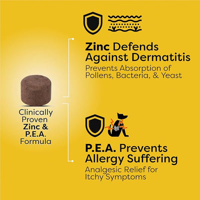 Doc Itchy: Itch Defense Dog Allergy Chews | Zinc + P.E.A. Itch & Allergy Relief Armor | Improve Paw Licking, Scratching, Hot Spots, Red Ears | Zinc Supplement for Dogs | Food Allergy Safe | 90 Chews