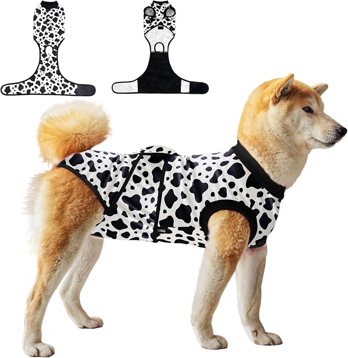 Dog Surgery Recovery Suit,Female Male Dog Onesie for Spay Neuter,Substitute E-Collar & Cone,Anti-Licking Breathable Onesie for Small Medium Large Dogs,Cow XXL