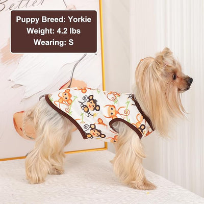 Dog Shirt Vest Dog Clothes for Small Dogs Boy Girl Stretchy Summer Puppy T-Shirts Soft Breathable Lightweight Puppy Sweatshirt Pet Cat Outfit (Monkey, Large)