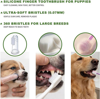 9-Pack Dog Toothbrush Kit, Triple Head & Double Head Dog Toothbrush, 360 Finger SiliconeToothbrush, Multi-Angle Dental Cleaning Brushes for Cat Oral Health