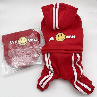 Weowin Pet Outfit - Cute Dog Hoodie Sweater Tracksuit Winter Clothes Jumpsuit Pajamas 4-Legs Red for Puppy Small Medium Large Dogs Boy or Girl (3X-Large)