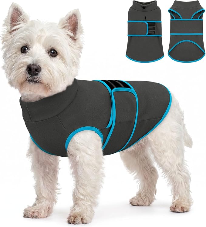 Queenmore Dog Anxiety Calming Vest,Gentle Compression Anxiety Suit for Dogs,Soft Stress Relief Dog Thunder Jacket,Breathable Dogs Calming Shirt for Separation,Thunder, Fireworks, Grey, XS