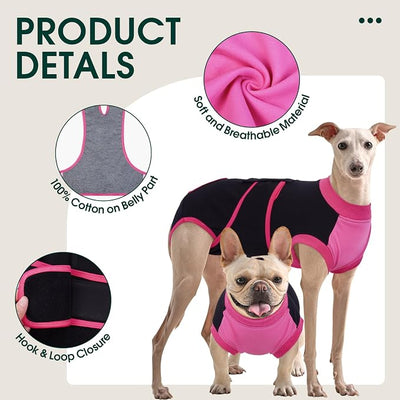 Kuoser Recovery Suit for Dogs After Surgery, Soft Dog Surgery Suit Female Male, Breathable Pet Surgical Recovery Shirt, Anti Licking Dog Onesie for Abdominal Wounds Cone Alternatives, Black S
