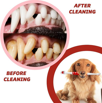 Pet Toothbrush for Dogs, Cats with Soft Bristles - Easy Teeth Cleaning & Dental Care, Non Slip Dual Head Dog Toothbrush for Medium & Large Pets, Toothpaste Not Included, Pack of 2 Pink & Green