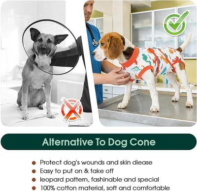 Kuoser Dog Surgery Recovery Suit, Soft Breathable Dog Recovery Suit for Female Spay Male Nueuter, Anti Licking Puppy Onesie Pet Surgical Suit for Dogs Abdominal Wounds Skin Disease, Dinosaur 2XL