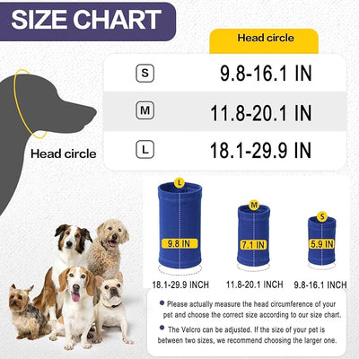 Meifsou Dog Calming Head Wrap, No Shake Quiet Ears for Dogs Anxiety Relief, Original Ear Covers Pet Calming Hoodie for Thunder, Lightning, Fireworks, Vet Visits, High Stretch Ribbed Fabric, Blue M
