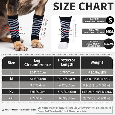 ROZKITCH 4PCS Dog Elbow Pads, Dog Elbow Wrap Leg Warmer Wrap Protector, Pet Knitted Breathable Protective for French Bulldog, Cocker Spaniel, Beagle, Shetland Sheepdog, Miniature SchnauzerBlack L