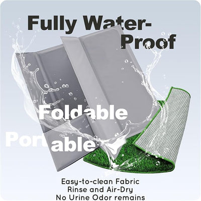 HQ4US 4LEGS Dog Grass Pad with Tray Foldable Dog Litter Box High Walls, Odor Free Artificial Grass for Dogs Potty, Pee Pad Holder, Seamless, No Assembly, Waterproof, Easy Clean, Portable for Travel