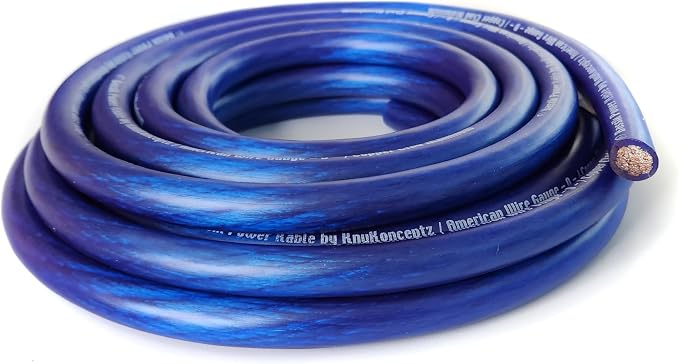KnuKonceptz Bassik 1/0 Gauge AWG Primary Automotive Battery Power/Ground Wire Cable - Blue 25 Feet