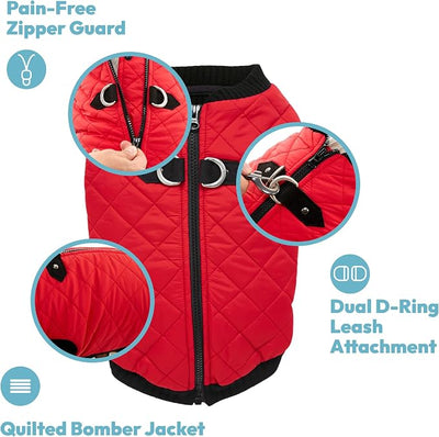 Gooby Fashion Vest Dog Jacket - Violet, X-Large - Warm Zip Up Dog Bomber Vest with Dual D Ring Leash Water Resistant for Small to Medium Dogs