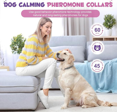4 Pack Calming Collar for Dogs, Dog Calming Collar with Pheromones for Dog Anxiety Relief, Helps Reduce Stress, Barking & Unwanted Behavior, Waterproof, Adjustable, Up to 60 Days Each