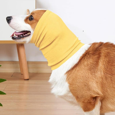 No Shake Ear Wraps for Dogs,Soft Dog Calming Hoodie Dog Ear Cover Ear Muffs for Anxiety,Grooming,Bathing,Swim,Noise Protection Quiet Ear for Dogs,Yellow L