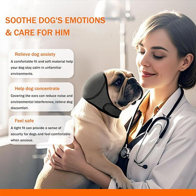 BAMY Swimming Waterproof Dog Ear Caps, Calming Large Dog Ears Cover, Pet Shower Muffs for Ear Protection for Bath for Grooming (Gray, S (Head Circumference 10"-15"))