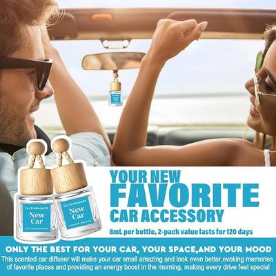 HoogaLife Car Air Freshener Diffuser 2 Pack Hanging Air Freshener - New Car Fragrance Oil Air Diffuser for Automobile, 45+ Days Long Lasting Fragrance Made in USA (N82)