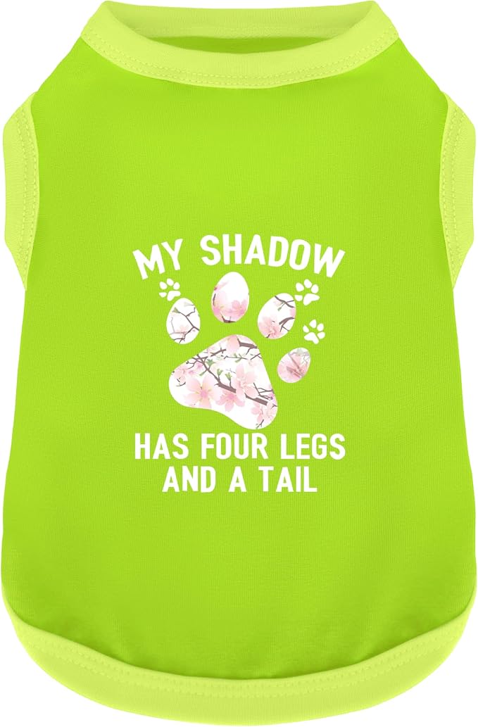 Discover Cozy Cotton Canine Wear: Soft, Lightweight, and Breathable Dog Shirt Vest with Eye-Catching Graphics (My Shadow HAS Four LESGS and A Tail), Keeping Your Furry Friend Warm! Green XS