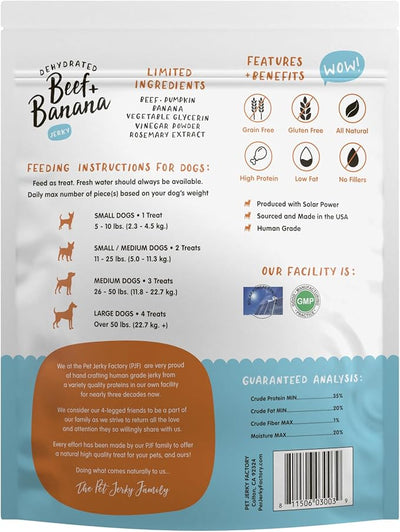 Beef & Banana 12 oz. Dog Jerky Treat | Human Grade | High Protein