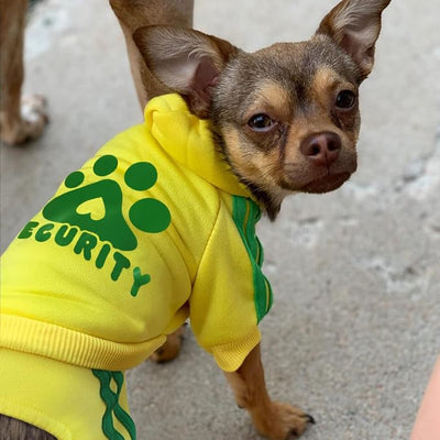 Dog Hoodie 4 Legs Jumpsuit, Yellow, XX-Small | Security Clothes, Soft & Warm, Pullover, Winter Clothes