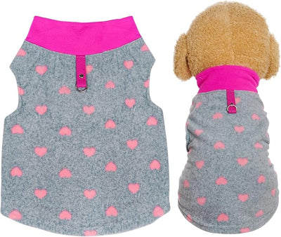 Rbenxia 1 Piece of Grey Dog Heart Sweater with Leash Ring Soft Fleece Vest Dogs Pullover Warm Jacket Pet Dog Clothes Winter Dogs Outfits for Small Puppy Cat Pets (Large)