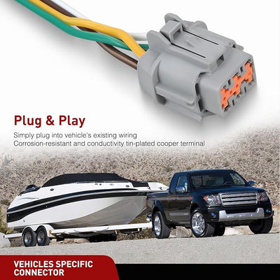 Nilight 4 Pin Trailer Wiring Harness 55441 Custom for 2005 2006 2007 2008 2009 2010 2011 2012 2013 14 15 16 17 18 19 20 21 22 23 24 Nissan Frontier Xterra Pathfinder Suzuki Equator