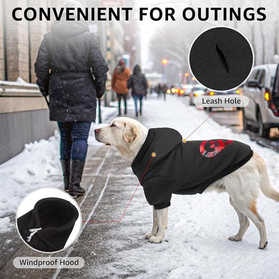 SCENEREAL Valentine Dog Hoodie Sweaters with Leash Hole, Warm & Soft Fleece Dog Sweater & Sweatshirt for Small Medium Large Dogs, Pets Clothes Cold Weather Costume, Heart Print M