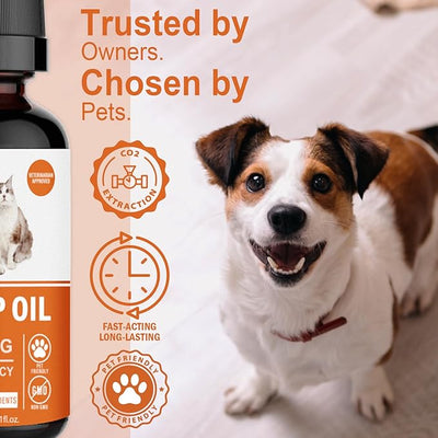 (2-Pack) Organic Hemp Oil for Dogs and Cats - Pet Hеmp Drops for Anxiety Relief, Stress,Pain, Calming, Sleep, Arthritis - Treats Chews - Support Hip and Joint Health - Rich in Omega 3-6-9