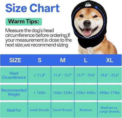 MIGOHI No Shake Ear Wrap for Dogs - Breathable Dog Ear Protection for Hematoma,Stop Shaking & Scratching,Dog Ear Muffs for Grooming, Calming Hoodie for Dogs Separation,Thunderstorms,L,Black