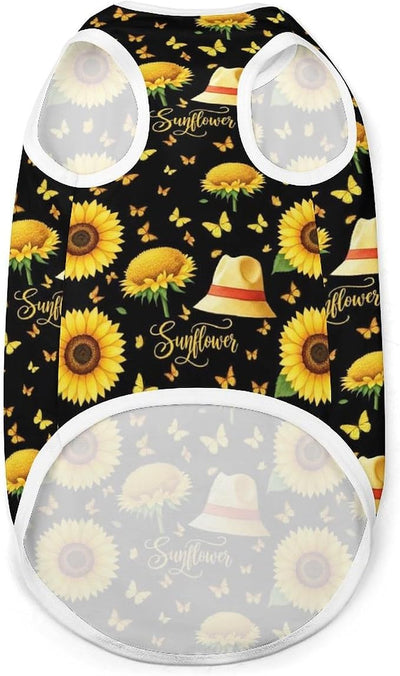 Pet Vest Beautiful Butterfly Sunflower for Small Medium Dog, Soft Breathable Sleeveless Shirt Ideal for Chihuahua Poodle, XX-Large