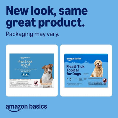 Amazon Basics Preventative Flea and Tick Topical Treatment for Medium Dogs (23-44 lbs), Up to 30 Days Protection, Fast Acting, 6 Counts, Packaging May Vary