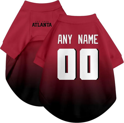 Atlanta Dog Clothes Jersey Style Personalized Pet T Shirt with Custom Name Number for Small Medium Large Dogs