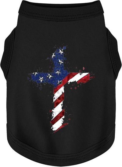 Discover Cozy Cotton Canine Wear: Soft, Lightweight, and Breathable Dog Shirt Vest with Eye-Catching Graphics, Keeping Your Furry Friend Warm and Comfy! Cross Flag 4XL