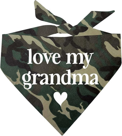 Love My Grandma Mother's Day, Valentine's Day Dog Bandana (Camo, OS 399)