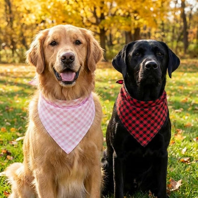 Dog Bandanas 1 Pack; Cotton Linen Pink Plaid Bandana for Large Dogs; Soft Breathable Dog Accessories; Valentines Girl Dog Bandana (Pink Gingham, Large)