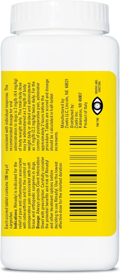 Rimadyl (carprofen) Chewables for Dogs, 100 mg, 180 Tablets