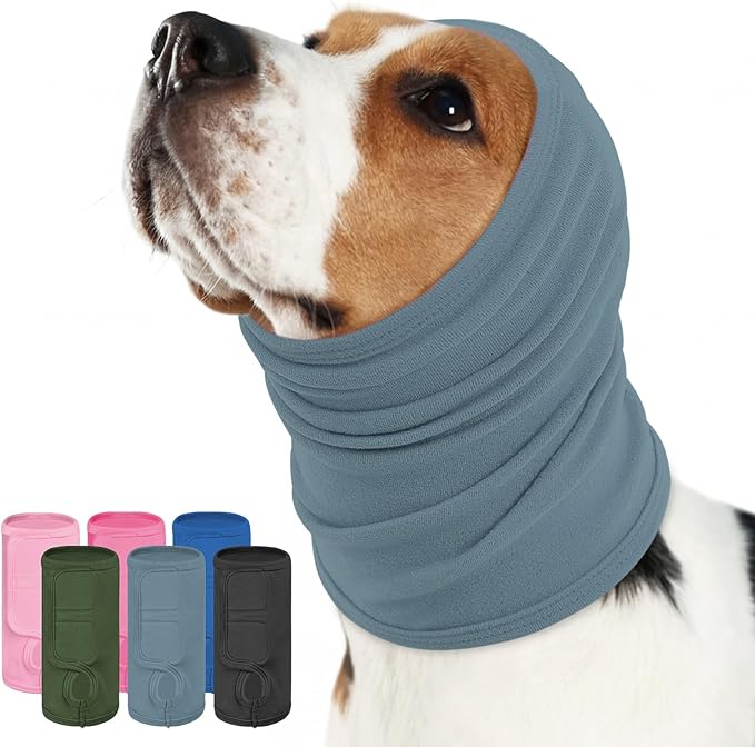 KOESON Dog Ear Wraps with Adjustable Hook & Loop, Soft No Shake Ear Wrap for Dogs Hematoma, Breathable Dog Ear Cover for Noise Protecion, Small Doggie Calming Hoodie for Thunder, Firework, Separation
