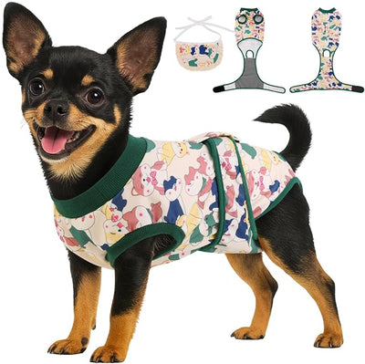 Soft Recovery Suit for Female/Male Dog Cat Puppy After Spay/Neuter, Comfortable Bonus Bandana Included, E-Collar Cone Alternative Anti Licking Wounds, Dogs Full Body Onesie, Pet Onesies Bodysuit, XS