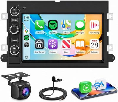 PODOFO 2G 64G Car Stereo for Ford F150 F250 F350 E250 E350 Fusion Edge Explorer Radio with Wireless Carplay Android Auto 7inch IPS Touchscreen Bluetooth DAB+ OBD2 WiFi FM/RDS GPS SWC Backup Camera