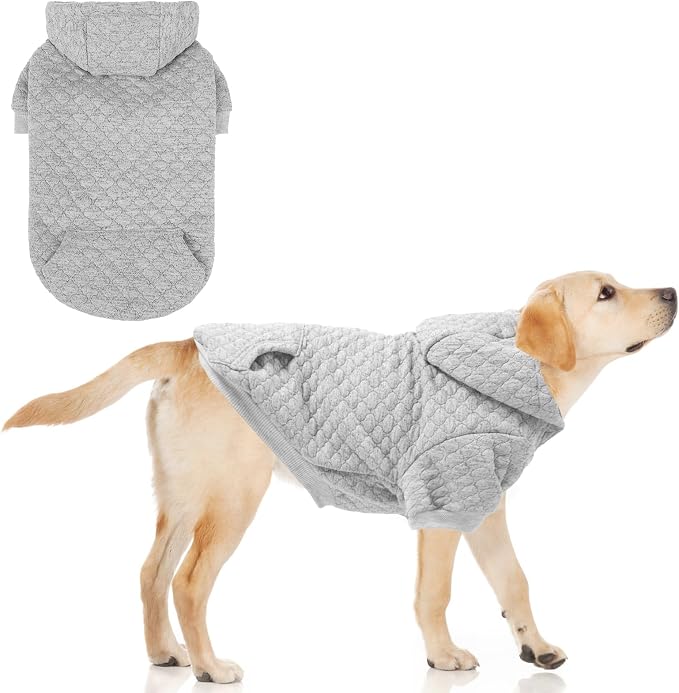 KOOLTAIL Dog Hoodie for Large Dogs, Ultra-Warm & Soft Winter Fall Fleece Large Dog Sweater Hooded Sweatshirt Clothes, Lightweight Pullover Coat for Boy Girl Labrador Great Dane Pitbull, Gray L
