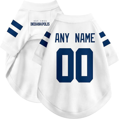 Indianapolis Dog Clothes Jersey Style Personalized Pet T Shirt with Custom Name Number for Small Medium Large Dogs