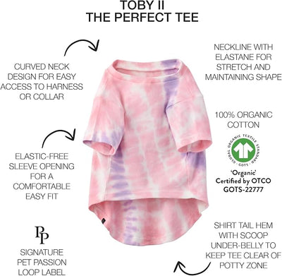 Pet Passion Toby II - The Perfect Tee, 3 Pack Short Sleeve Pet T-Shirt 100% Organic Cotton Tees Clothes for Small, Medium, Large Dogs, Pink Tie Dye, XX-Large (70-110 lbs)