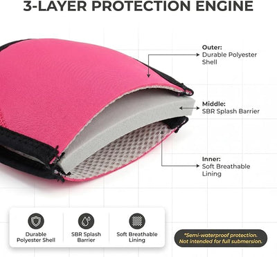 Dog Ear Covers for Bath,Shower,Elastic Dog Ear Muffs Noise Reduction Anxiety Relief,No Flap Ear Wrap Calming Hood for Grooming,Blow Dry,Thunder,Waterproof Ear Protection for Dogs(Pink,L)